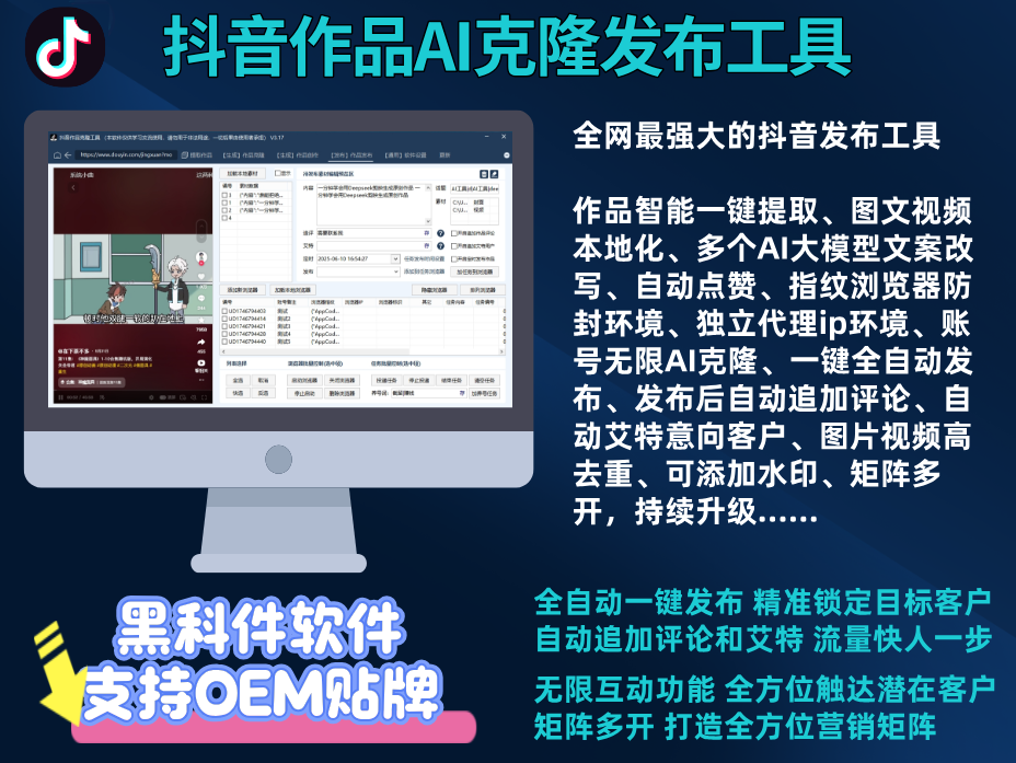 抖音AI矩阵克隆发布工具(正版自动更新)